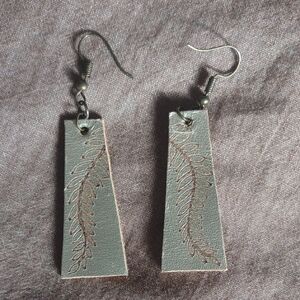 Gold Leather Leaf Earrings